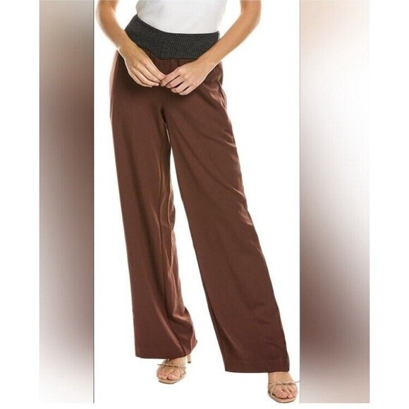 NWT WeWoreWhat Suiting Twill Ribbed Wide Leg Low Rise V Pants M - Picture 1 of 8
